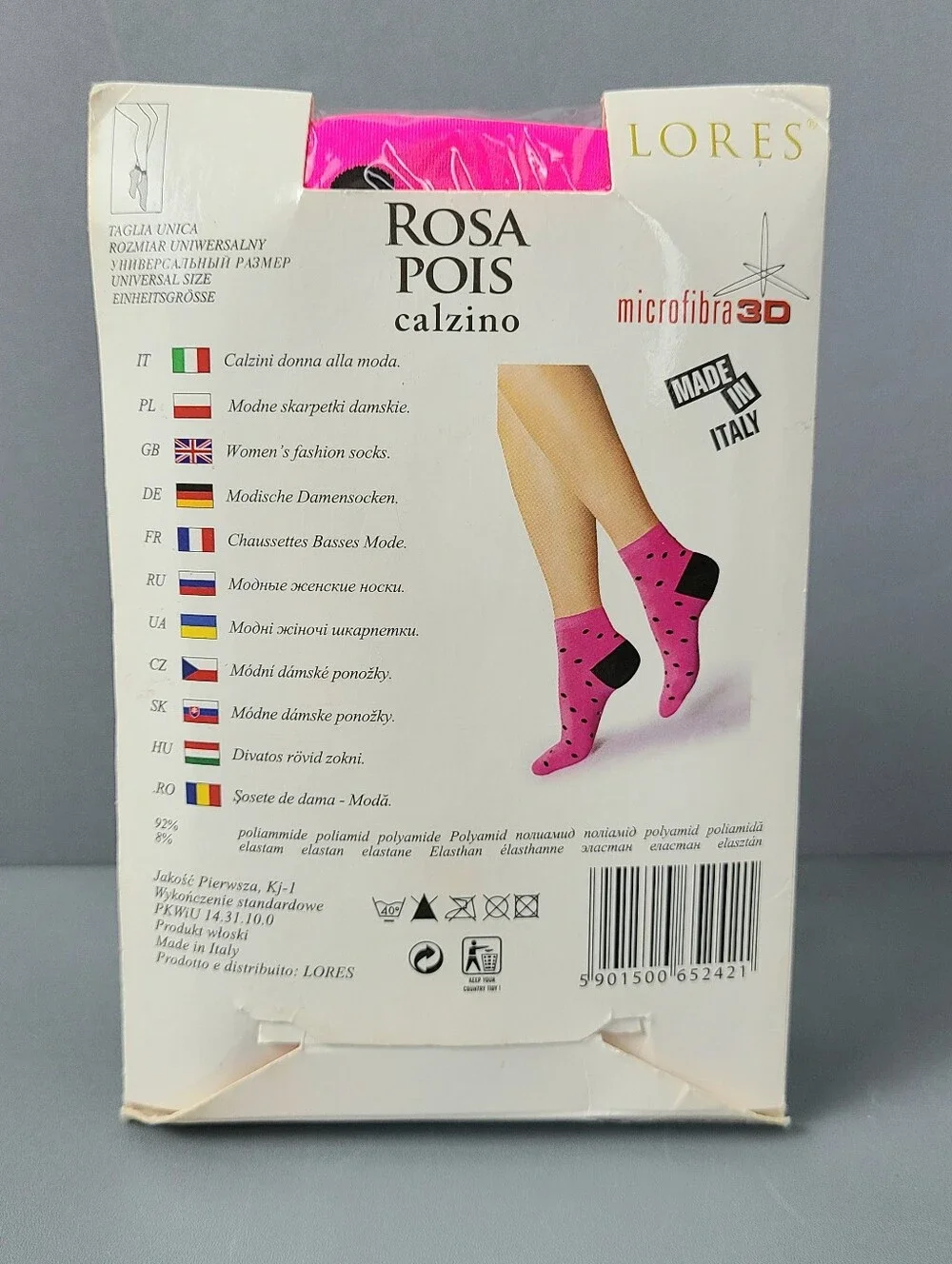 Made in Italy Rosa Pois Lores Polka Dot Microfiber Socks